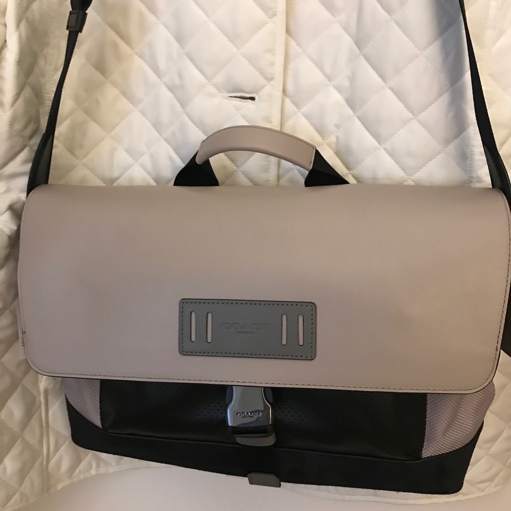 Terrain Bike Bag by COACH NWT - grey & black soft leather